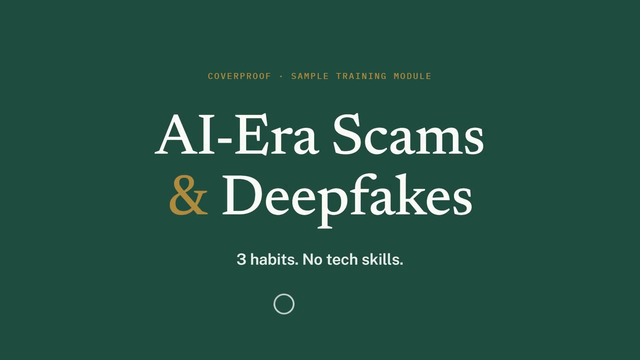Sample module title card: AI-Era Scams and Deepfakes