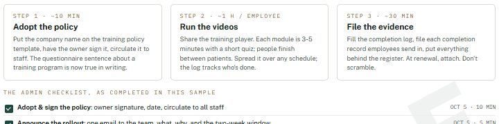 Sample admin rollout overview page